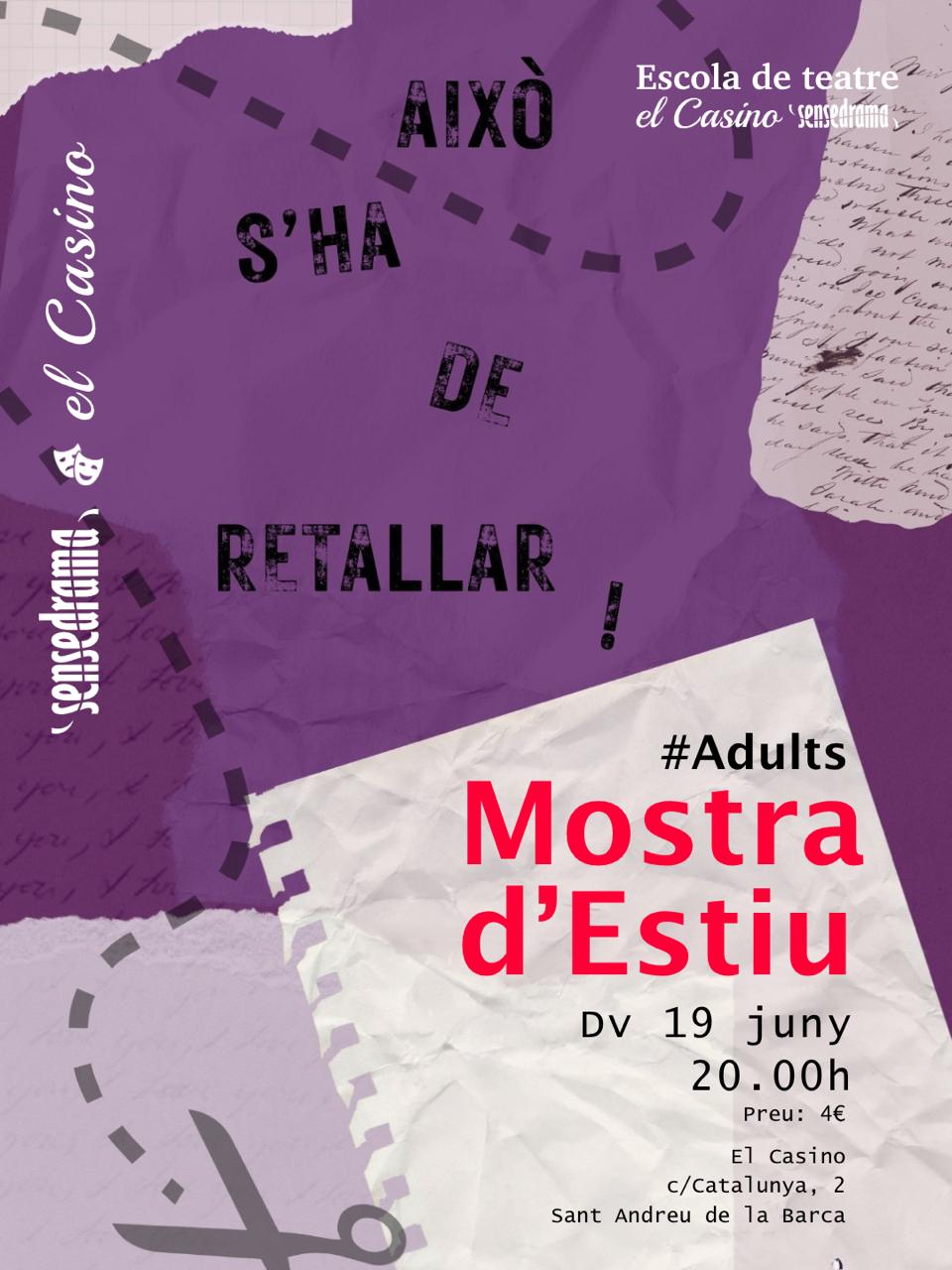 Mostra d’Estiu del grup d’Adults de l’Escola de Teatre El Casino – Sensedrama