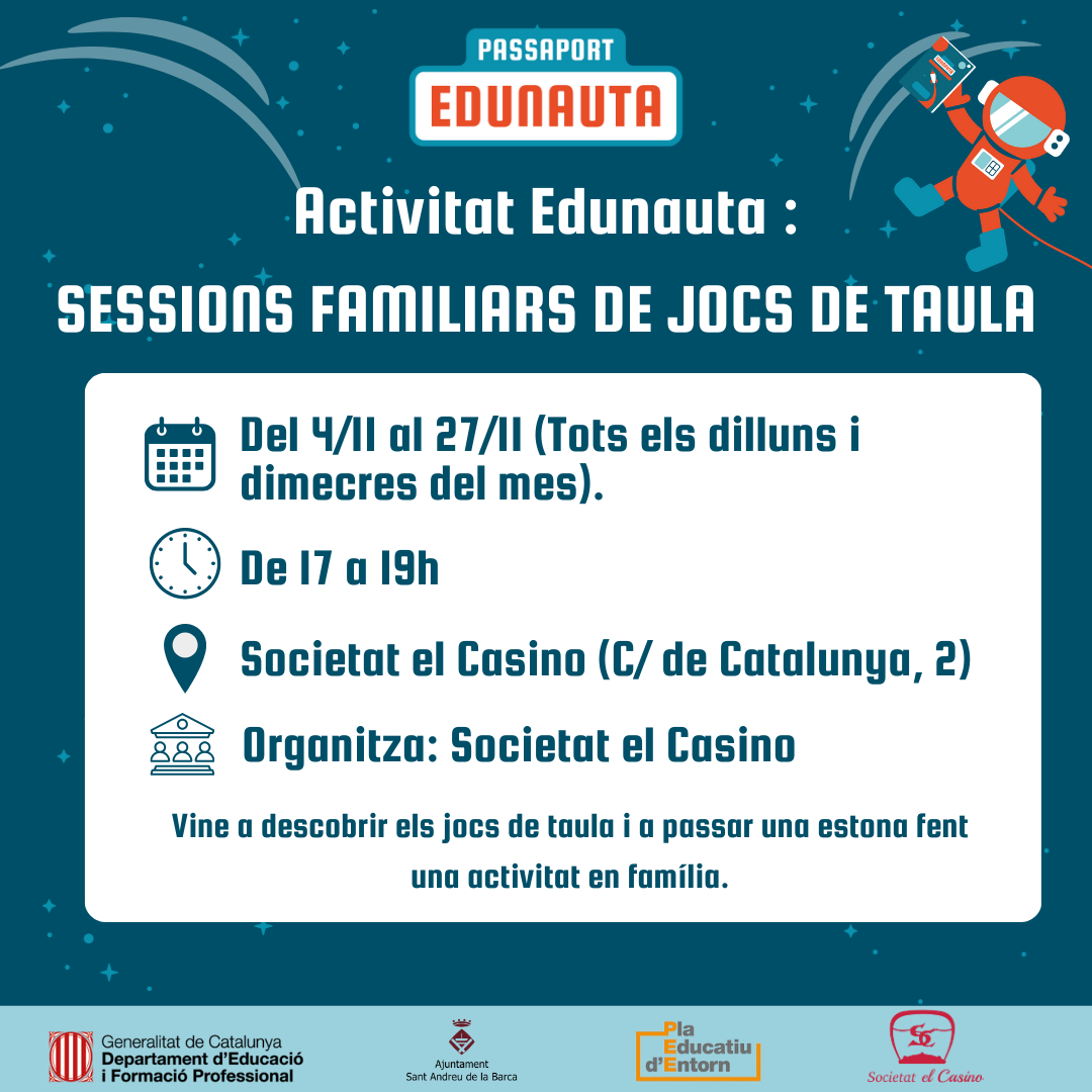 Sessions familiars de jocs de taula - Activitat Edunauta 